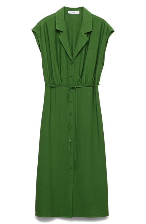 Mango Bow Midi Shirtdress In Green