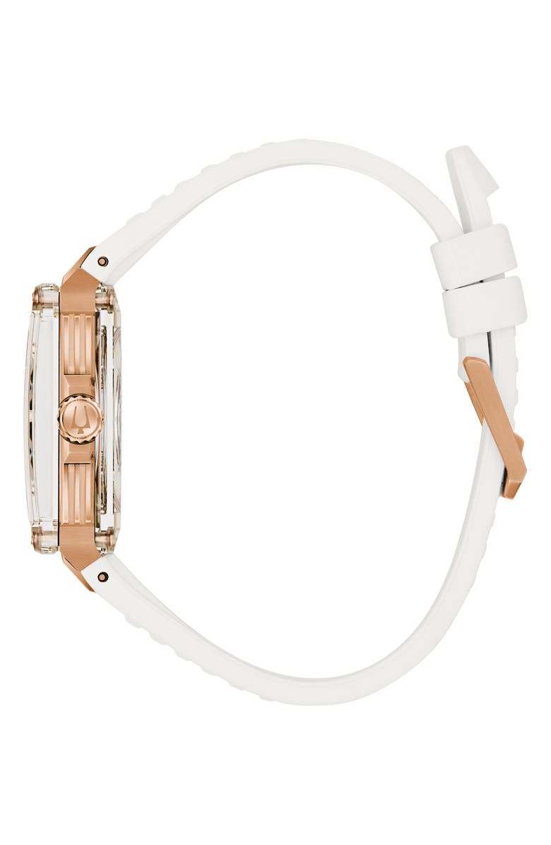 BULOVA Marc Anthony Series X Skeleton Automatic Rubber Strap Watch, 39mm, Alternate, color, Rose Gold-Tone