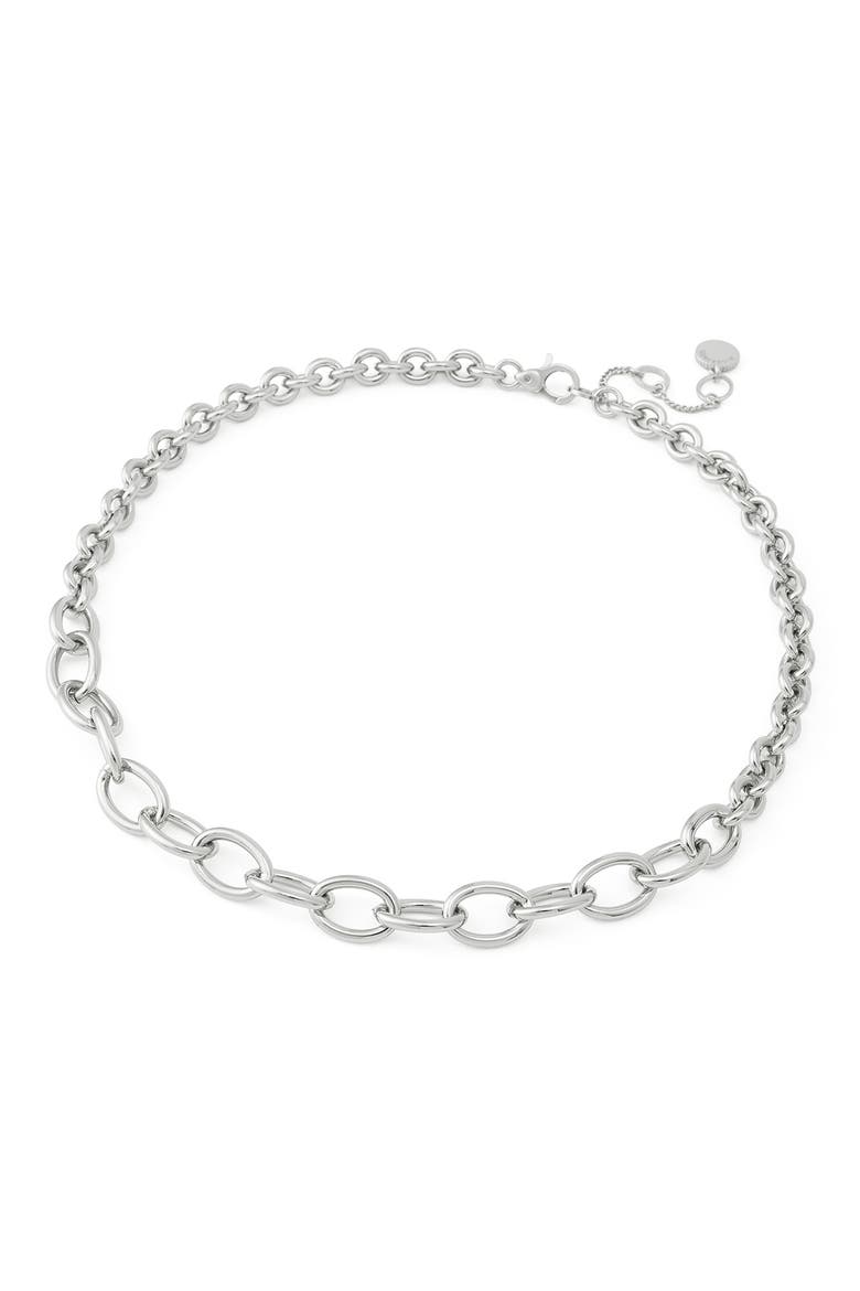 Mixed Link Chain Necklace, Alternate, color, SHINY RHODIUM