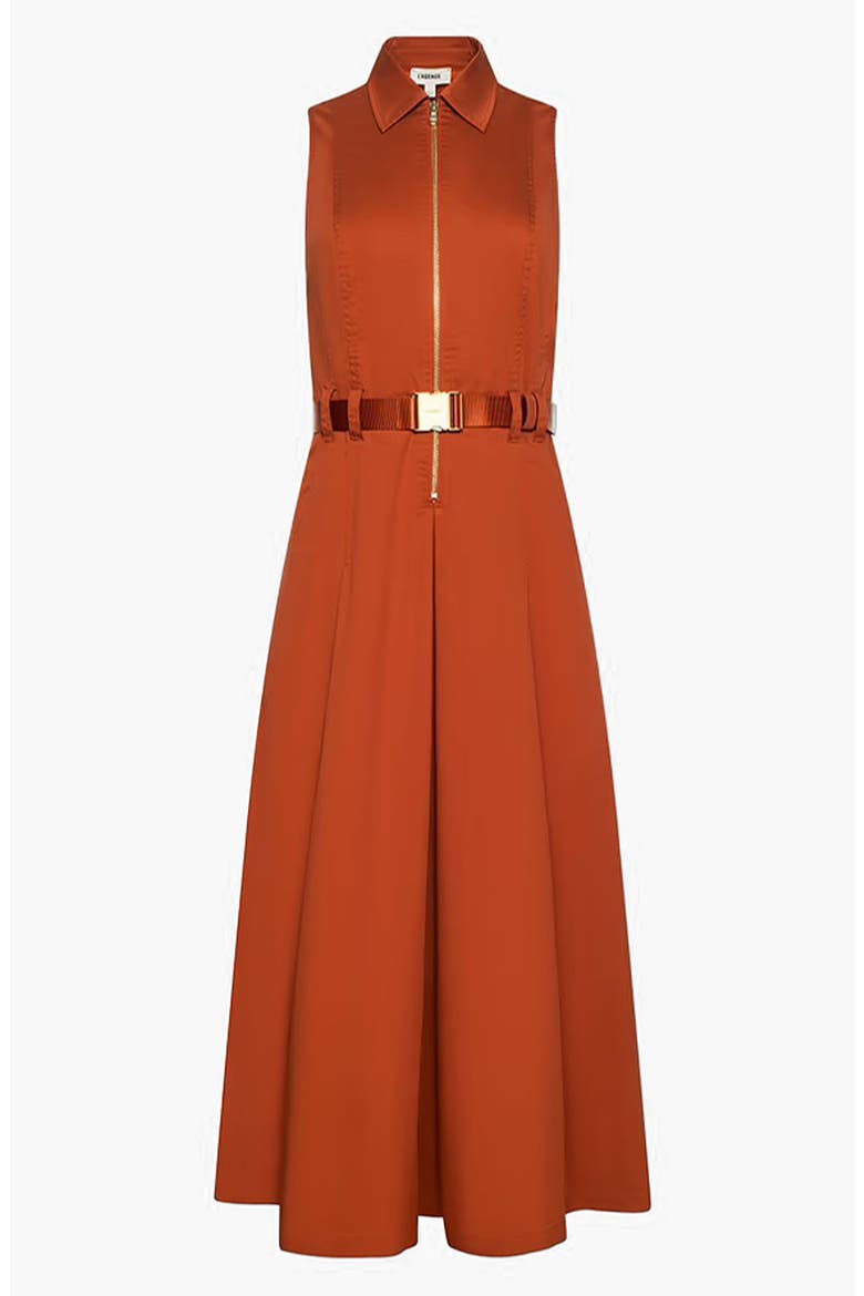 Kolton Sleeveless Zip Front Midi Dress, Alternate, color, SIENNA