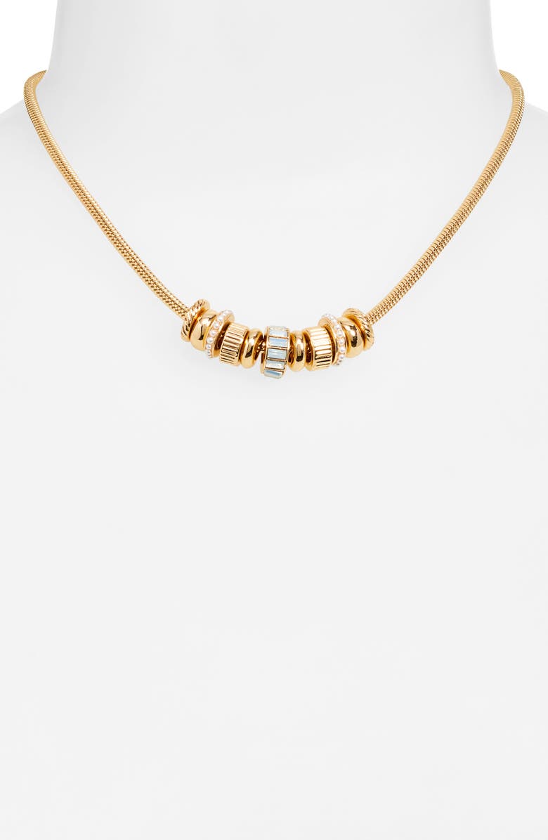 NORDSTROM RACK Floating Disc Frontal Necklace, Alternate, color, Clear- White- Gold