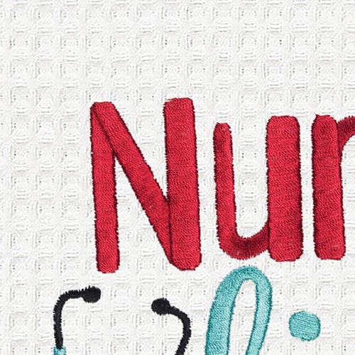 C & F Home C&f Home Nurse Life Kitchen And Bathroom Embroidered Waffle Hand Towel In White