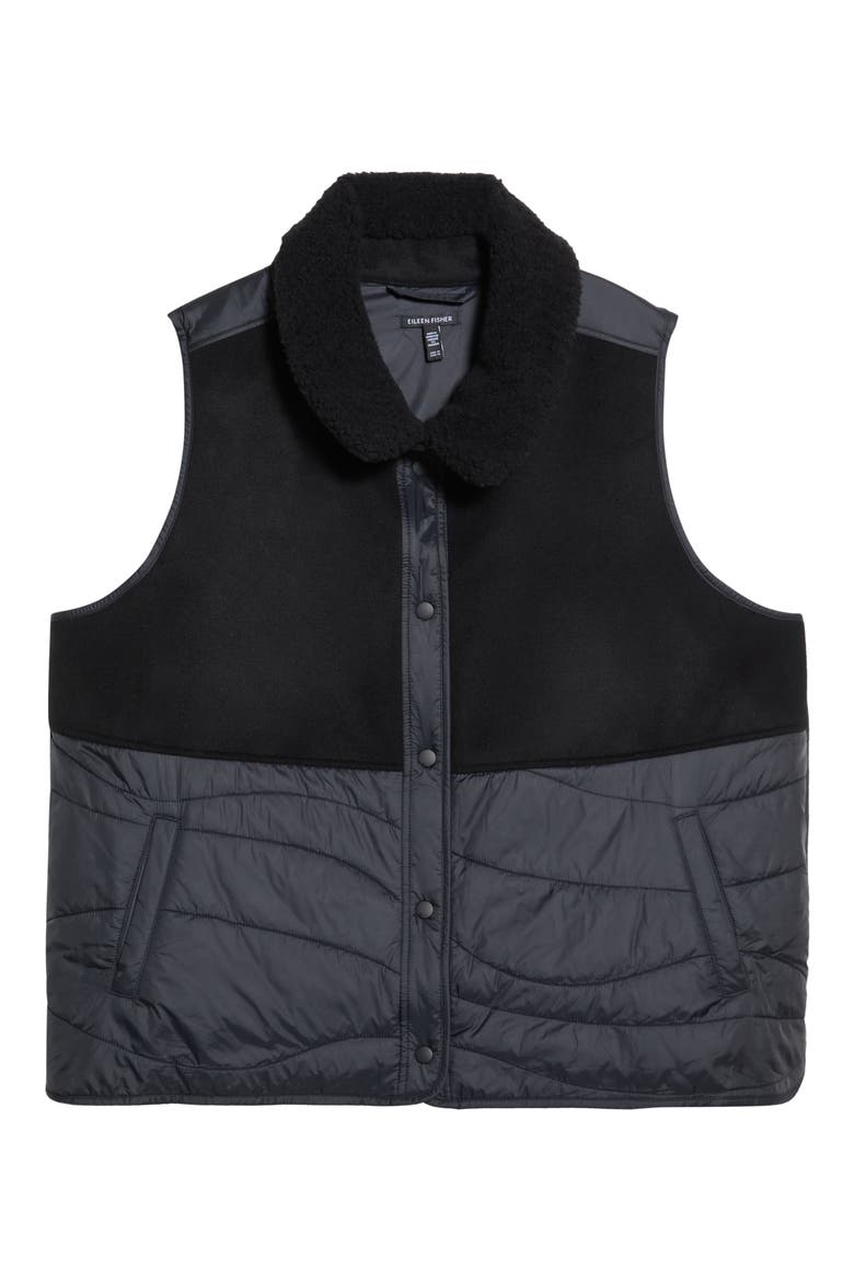 Quilted Recycled Nylon Vest, Main, color, BLACK