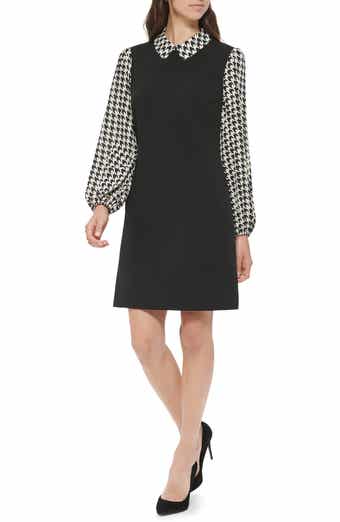 Twofer Long Sleeve Scuba Crepe Dress