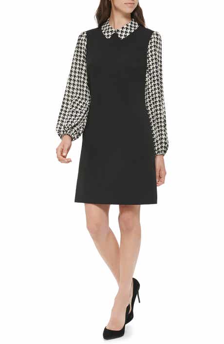 Twofer Long Sleeve Scuba Crepe Dress