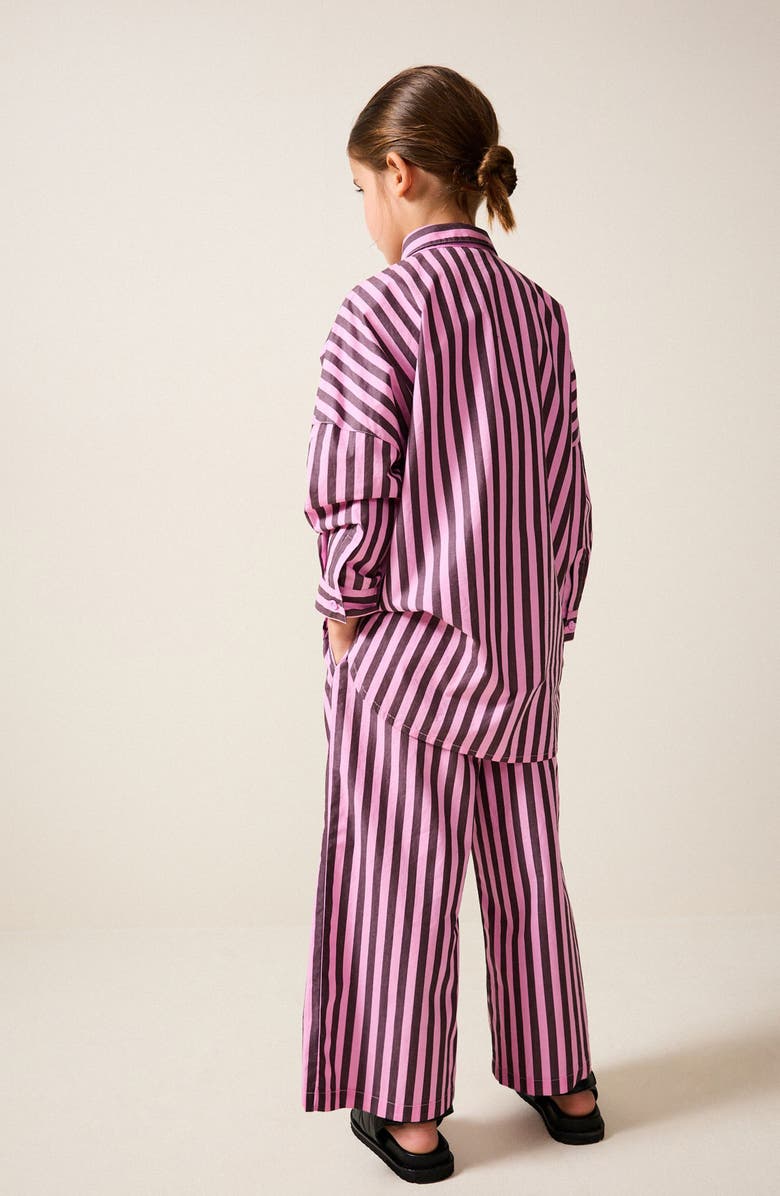 NEXT Kids' Stripe Cotton Button-Up Shirt & Pants Set, Alternate, color, Pink