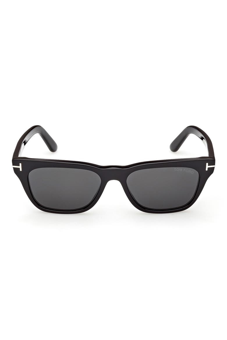 Penn 53mm Rectangular Sunglasses, Main, color, SHINY BLACK / BLUE LENS