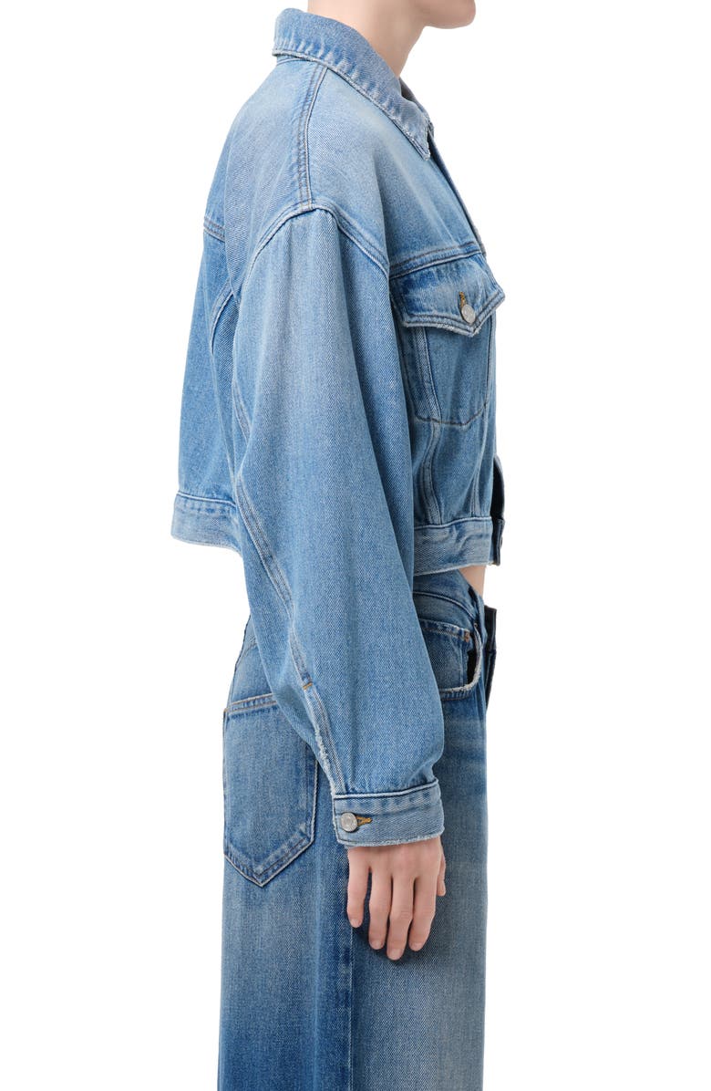 AGOLDE Palmer Denim Trucker Jacket, Alternate, color, Script Med Tinted Indigo