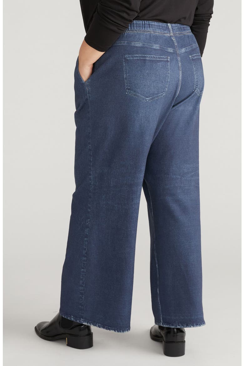 Claude Printed Denim Wide Leg Pull-On Pants, Alternate, color, WASHED PRINTED BLUE