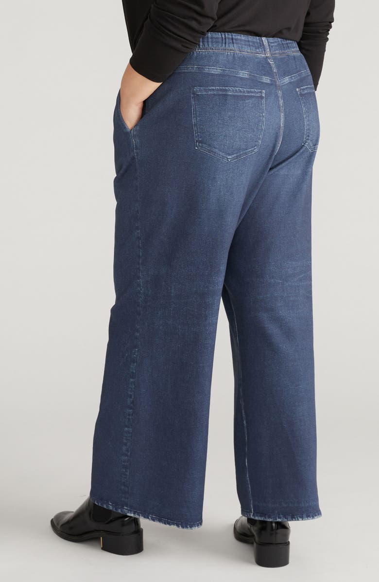 Universal Standard Claude Printed Denim Wide Leg Pull-On Pants, Alternate, color, Washed Printed Blue