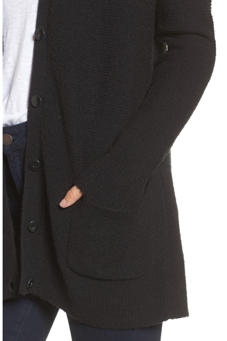Relaxed Boyfriend Cardigan, Alternate, color, BLACK