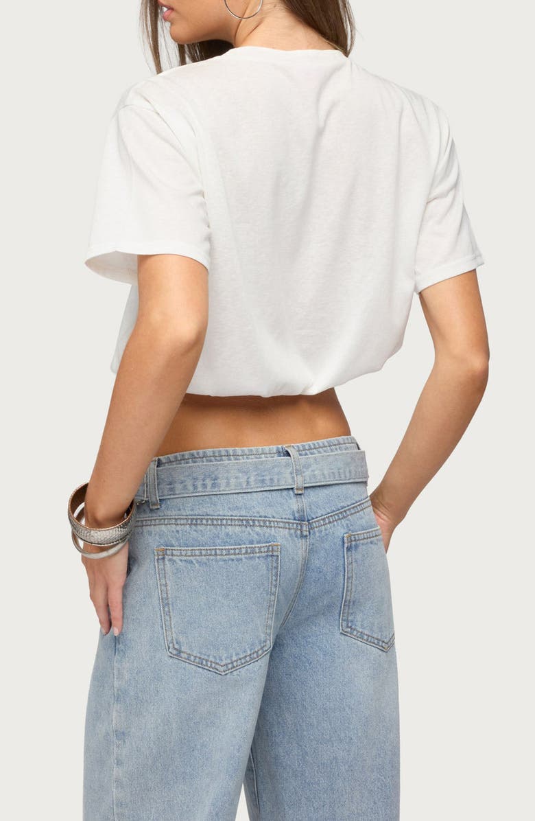 EDIKTED Raina Bubble Crop T-Shirt, Alternate, color, White