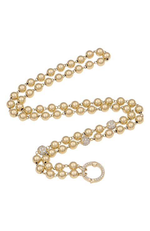 Mardi Gras 14k Gold Diamond Beaded Necklace