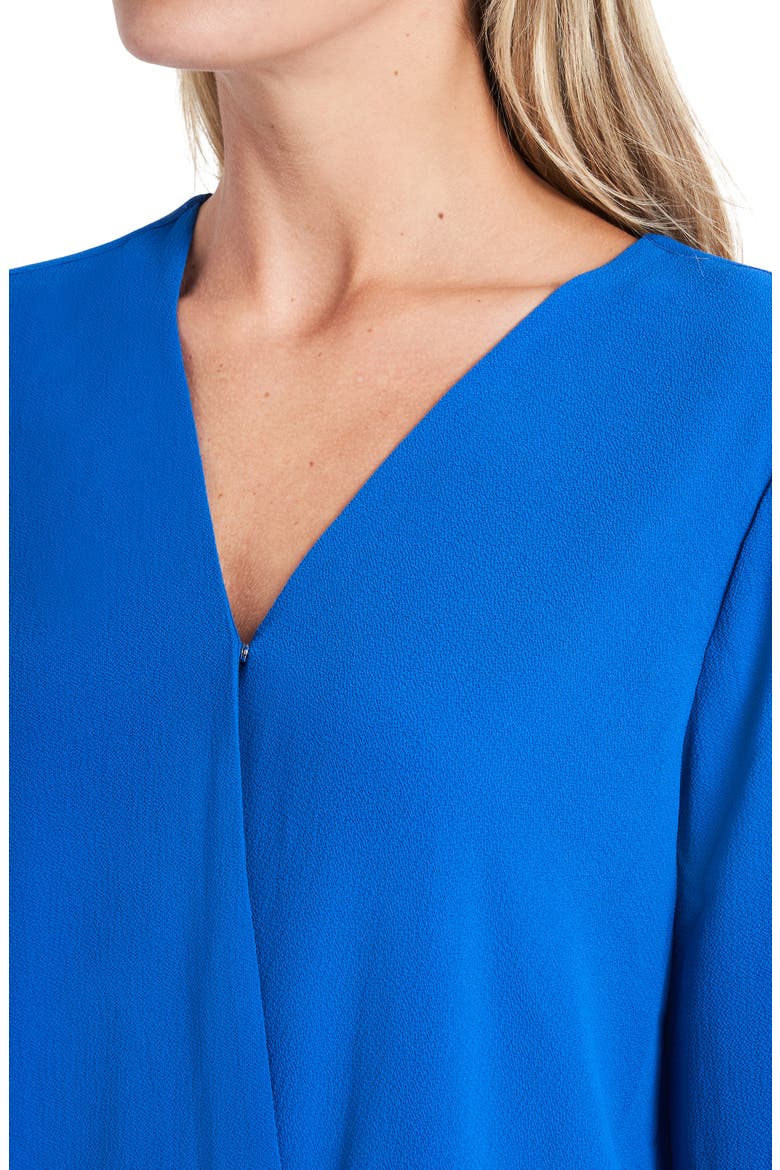 Long Sleeve Faux Wrap Blouse, Alternate, color, COBALT BLUE