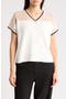 Colorblock V-Neck Short Sleeve Sweater