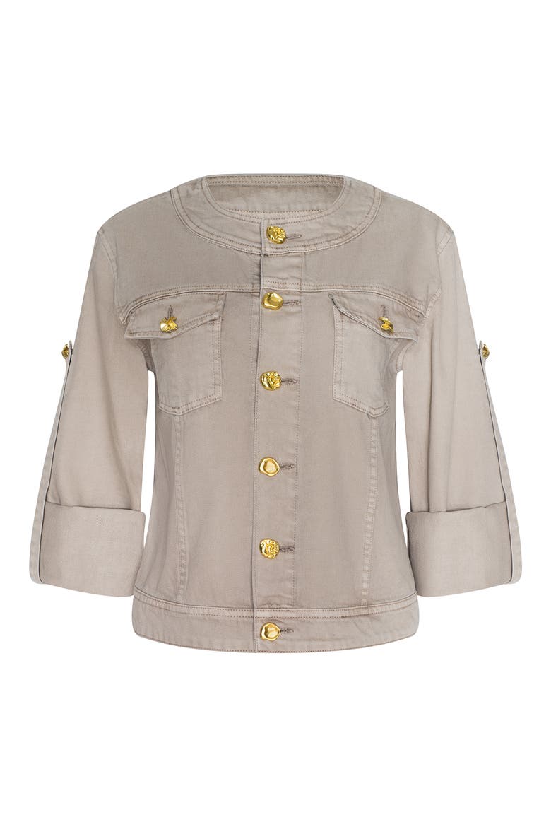 Anouk Collarless Jacket, Alternate, color, BISCUIT