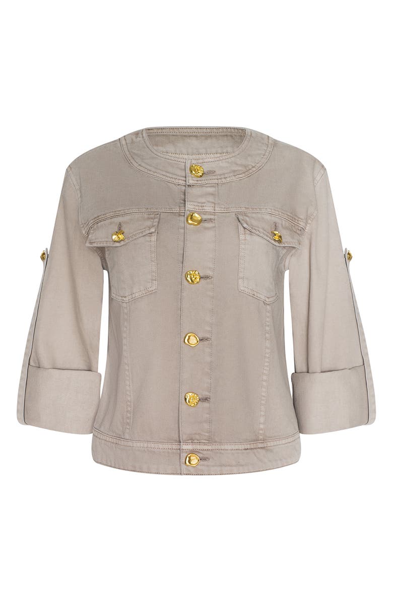 L'AGENCE Anouk Collarless Jacket, Alternate, color, Biscuit