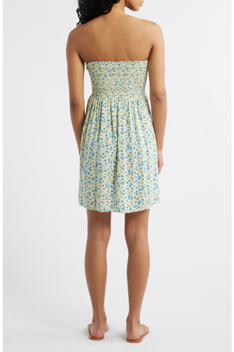 Surf Side Smocked Strapless Minidress, Alternate, color, LIGHT YELLOW