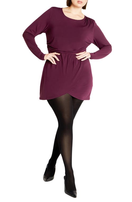 City Chic Kasey Long Sleeve Minidress In Purple