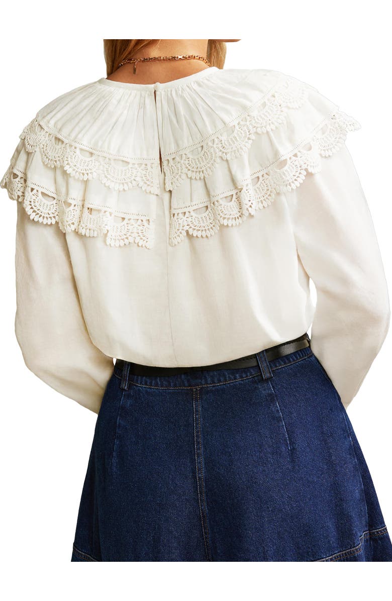 Ro&Zo Crochet Double Frill Blouse, Alternate, color, White