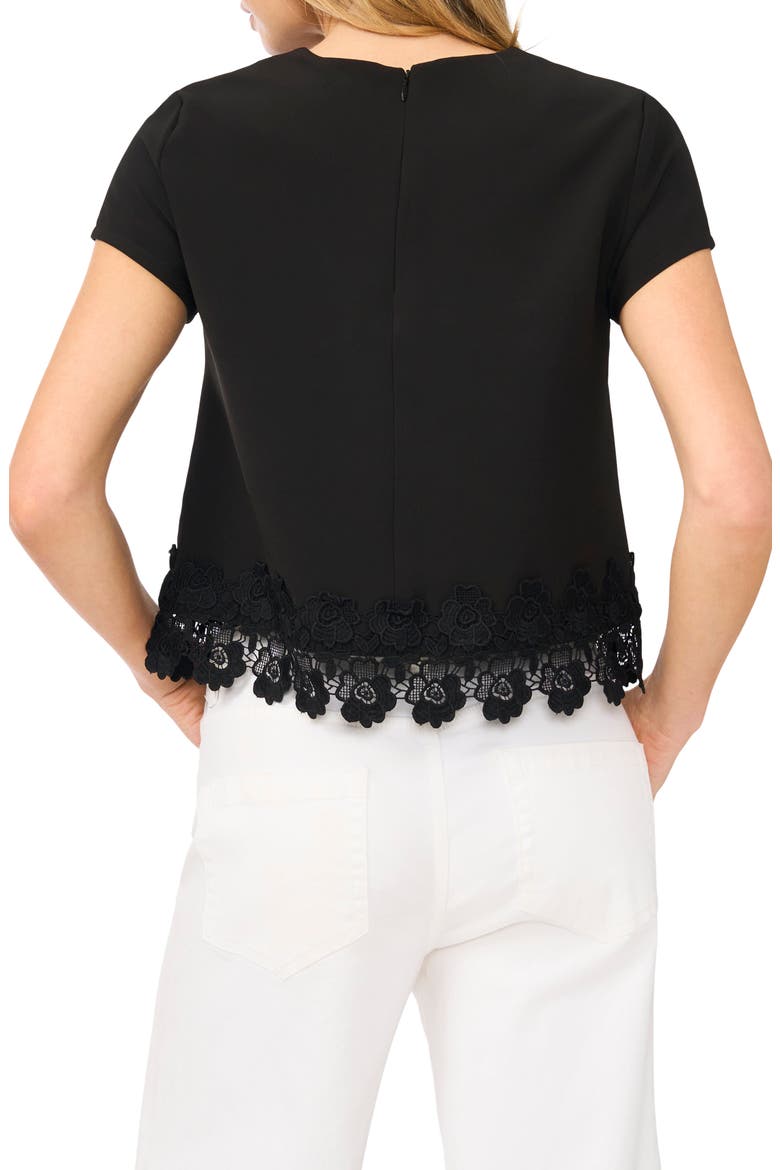 Issa Cap Sleeve Lace Hem Top, Alternate, color, RICH BLACK