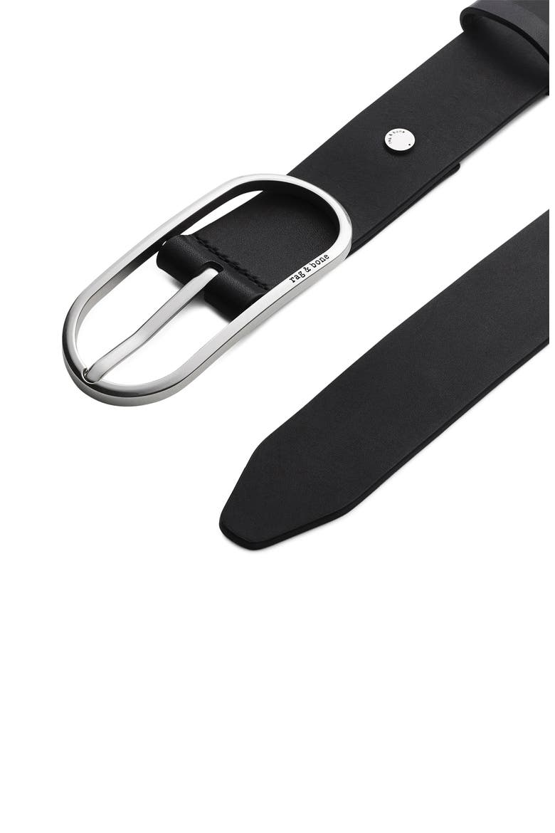 Rounded Rebound Leather Belt, Alternate, color, BLACK