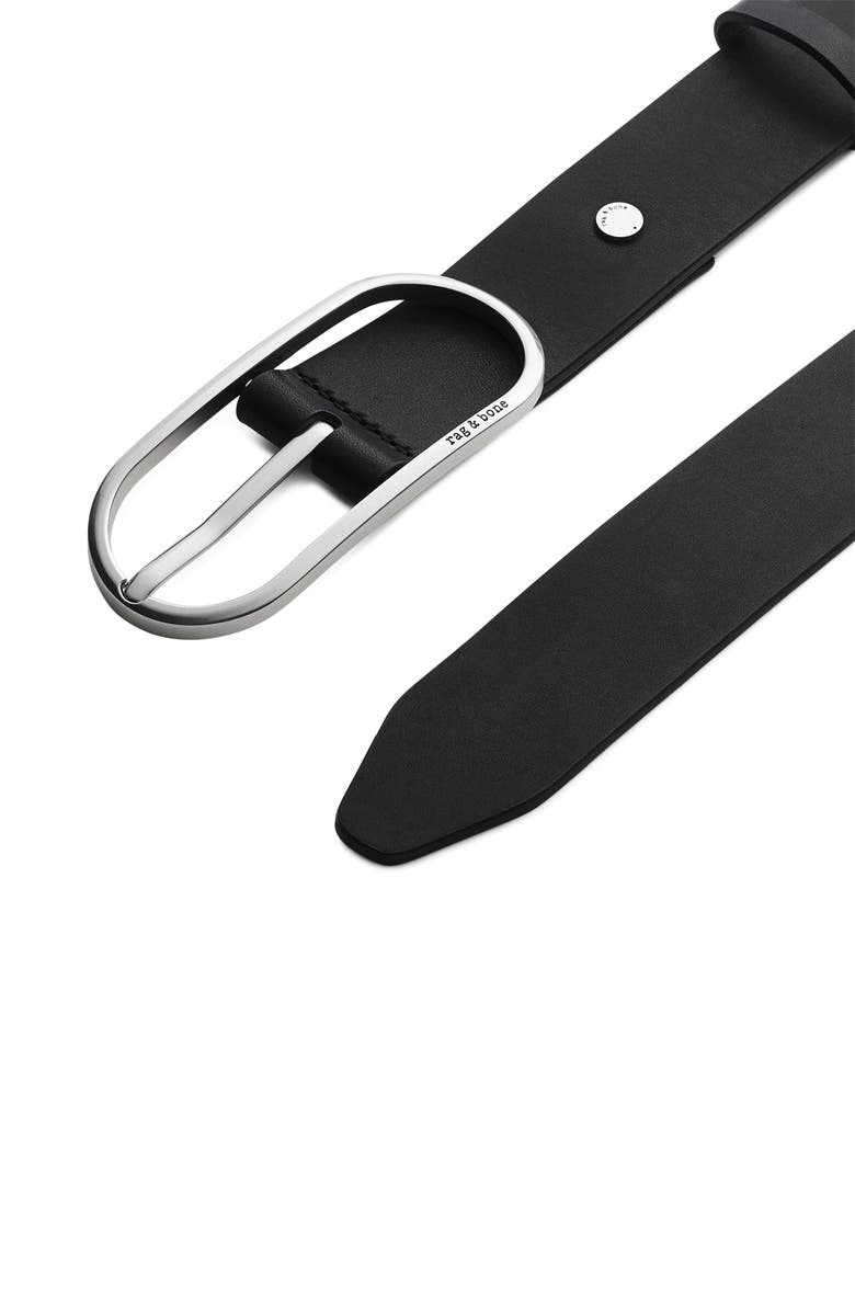 rag & bone Rounded Rebound Leather Belt, Alternate, color, Black