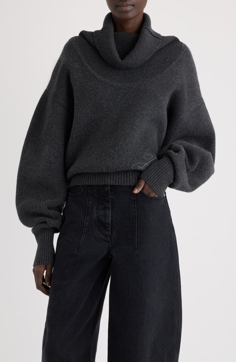 Jacquemus La Maille Pallone Virgin Wool & Cashmere Turtleneck Sweater, Main, color, Dark Grey