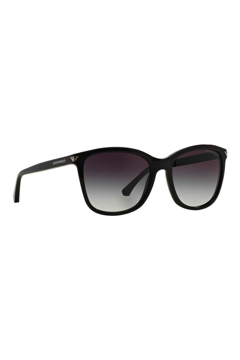56mm Square Sunglasses, Alternate, color, SHINY BLACK / GRADIENT GREY