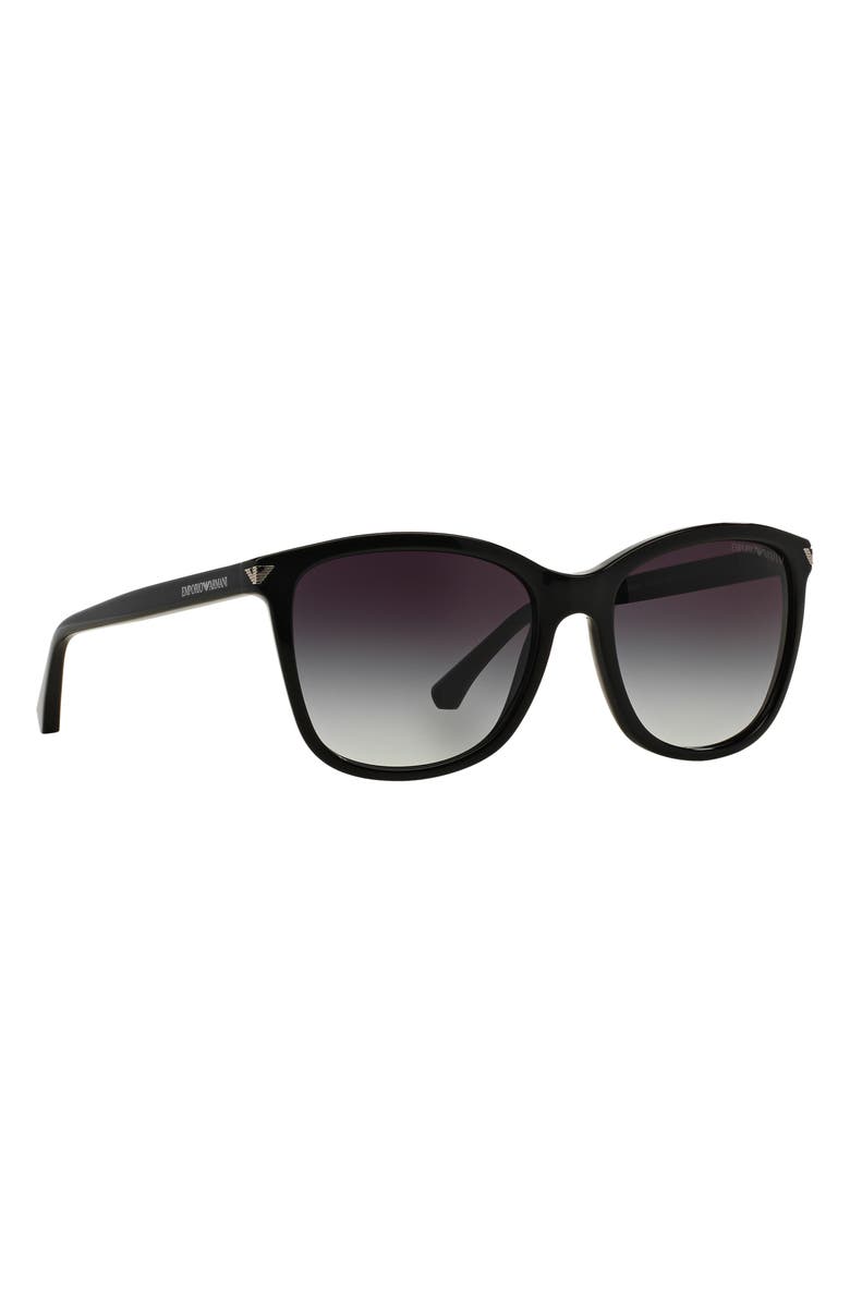 Emporio Armani 56mm Square Sunglasses, Alternate, color, Shiny Black / Gradient Grey