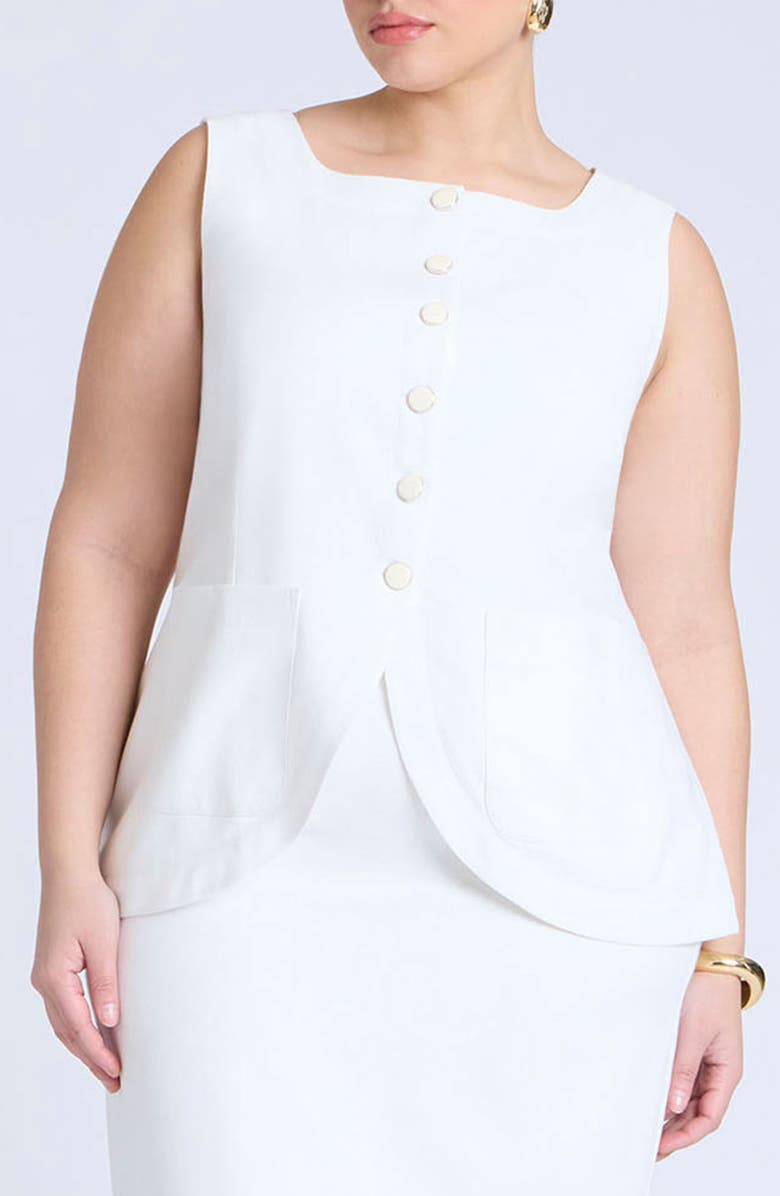 ELOQUII Square Neck Button-Up Vest, Main, color, 