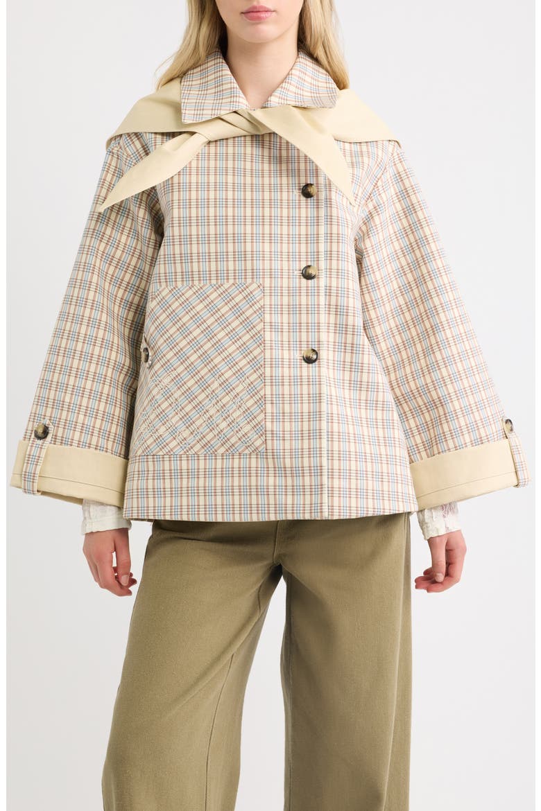 Jerry Reversible Crop Trench Coat, Main, color, STONE