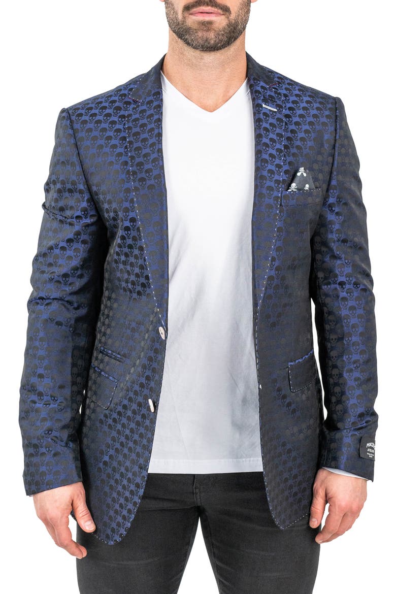 Socrate Skull Blue Blazer, Alternate, color, BLUE