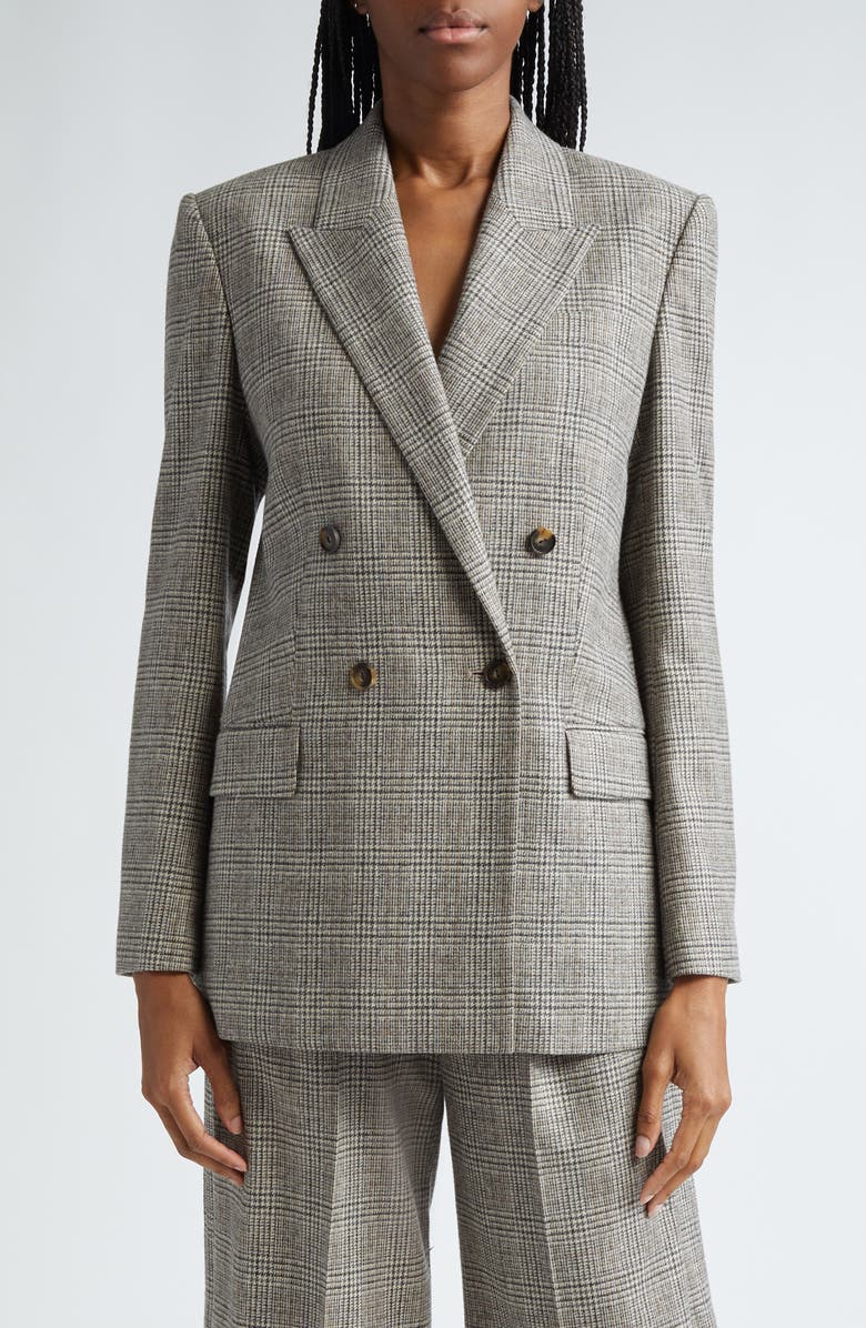 Vince Glen Plaid Double Breasted Blazer, Main, color, Heritage Grey