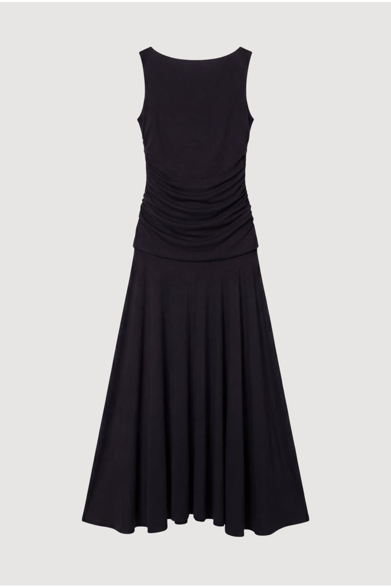 Tamsin Ruched Drop-Waist Maxi Dress, Alternate, color, Black