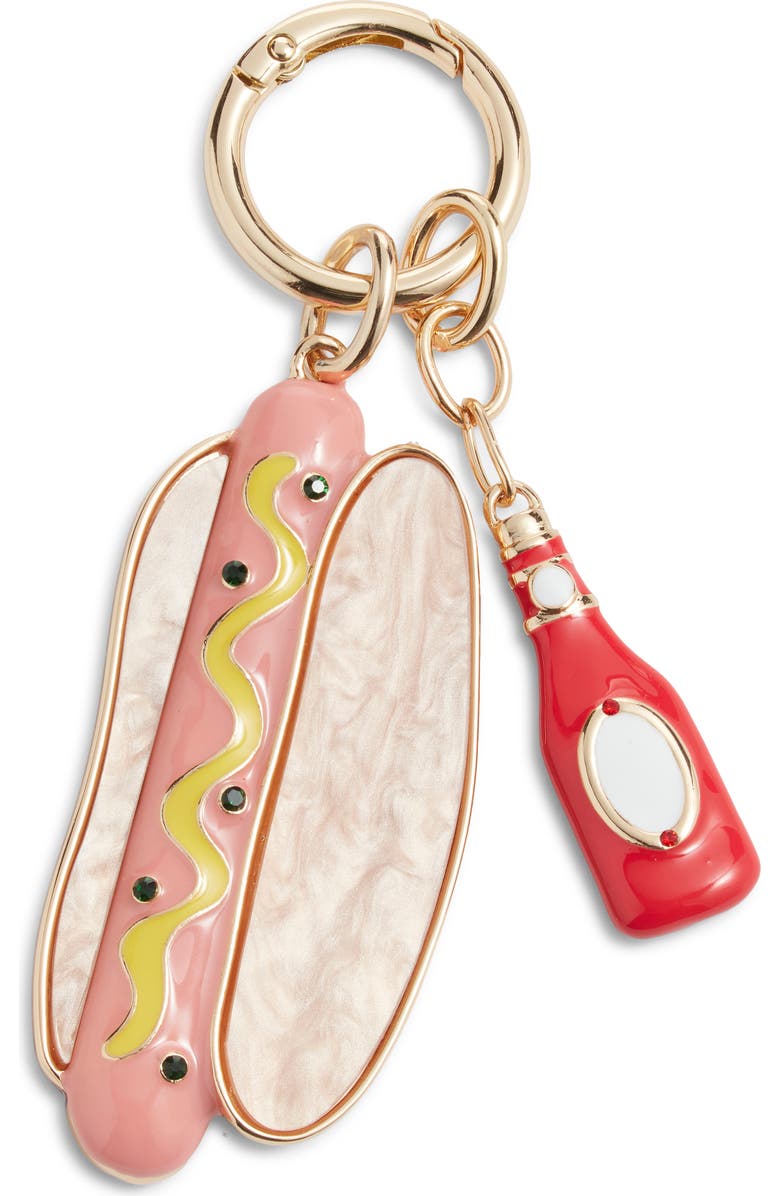 Chelsea28 Hot Dog Bag Charm, Main, color, Tan Multi- Gold