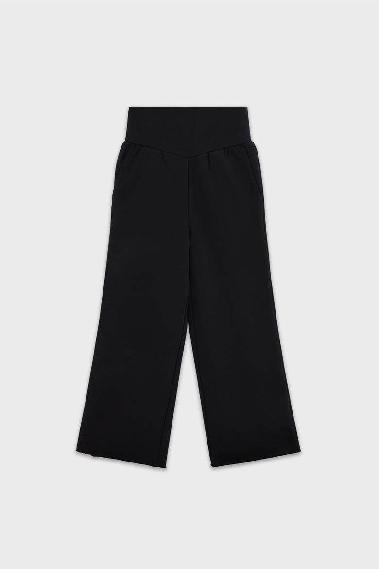 Cotton High Waisted Wide Leg Sweatpant With Raw Hem, Main, color, Black