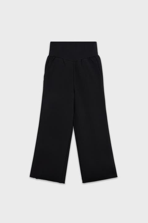 Cotton High Waisted Wide Leg Sweatpant With Raw Hem