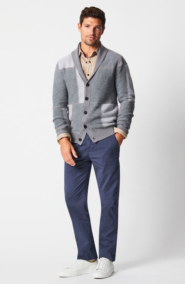 Billy Reid Patchwork Intarsia Wool & Cotton Shawl Collar Cardigan, Alternate, color, 