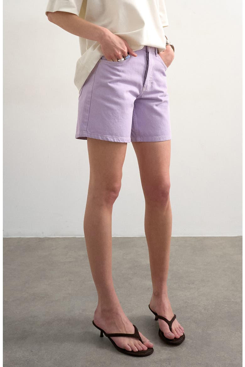 Editor High Rise Denim Shorts, Main, color, LILAC