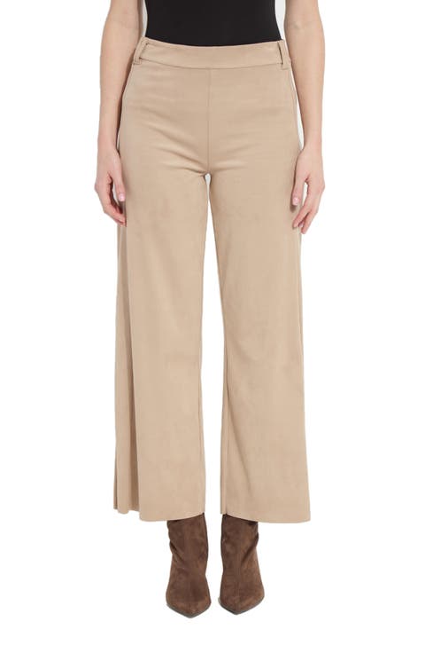 Vionette Faux Suede Wide Leg Pants