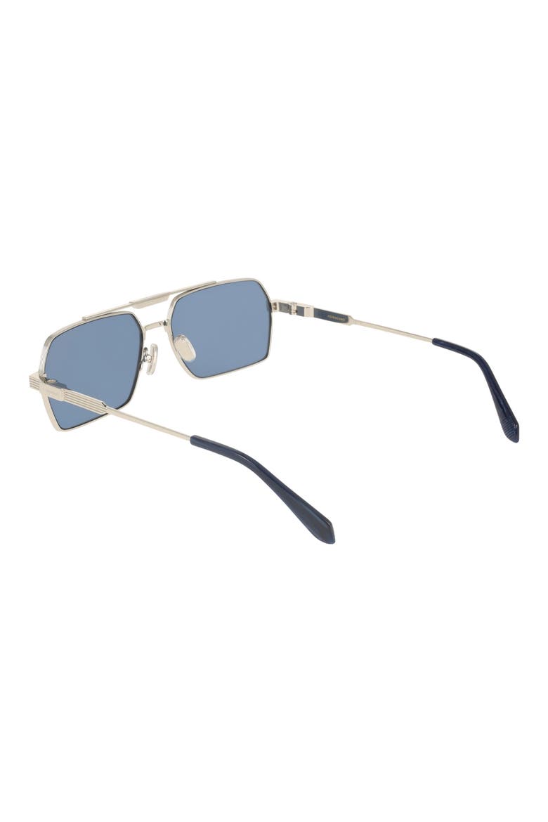 61mm Navigator Sunglasses, Alternate, color, SILVER/ BLUE