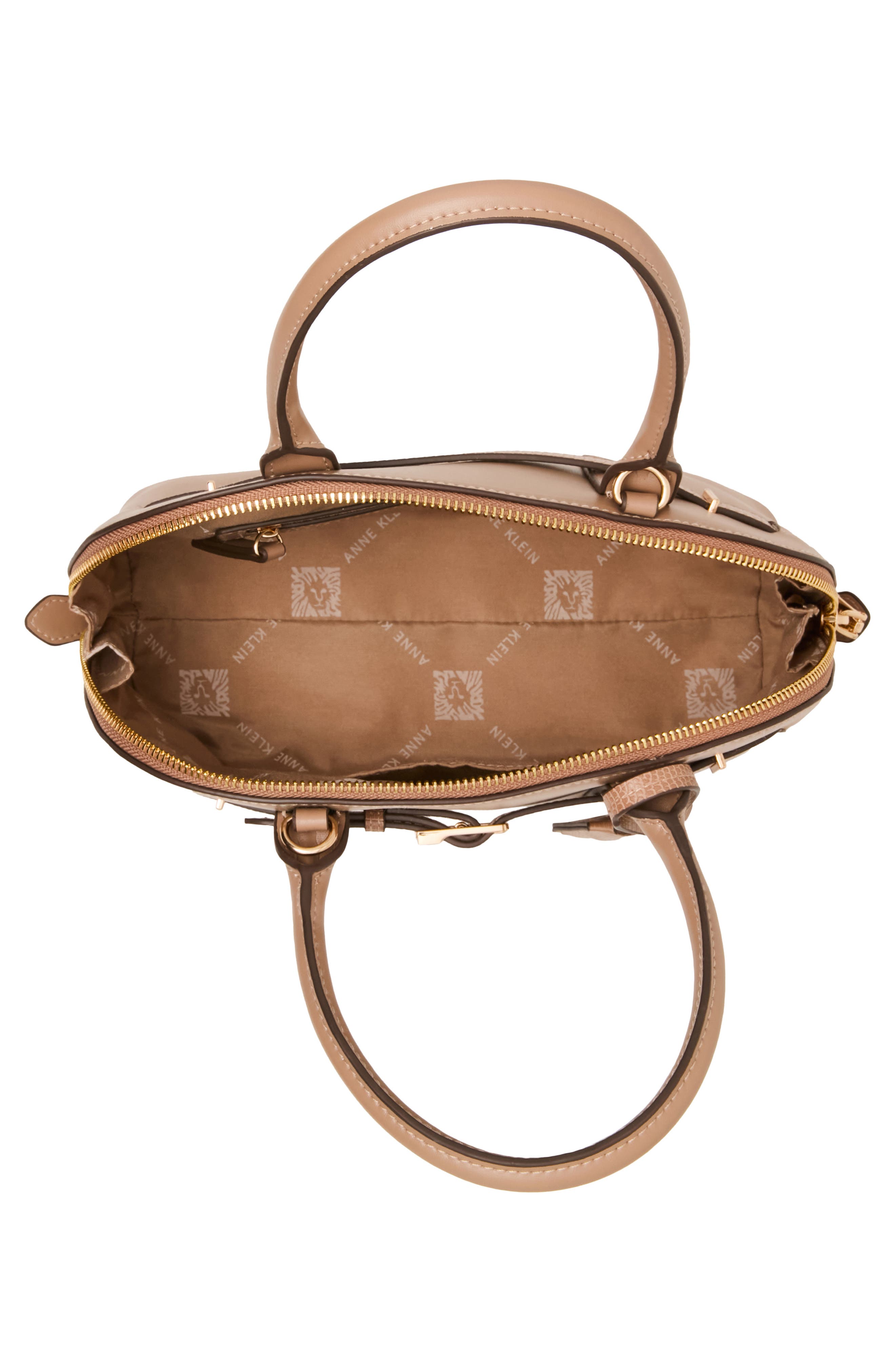 Dome Buckle Faux Leather Satchel, Alternate, color, MOCHA/ MOCHA