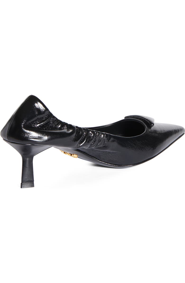 Prada Ruched Logo Kitten Heel Pump, Alternate, color, Nero