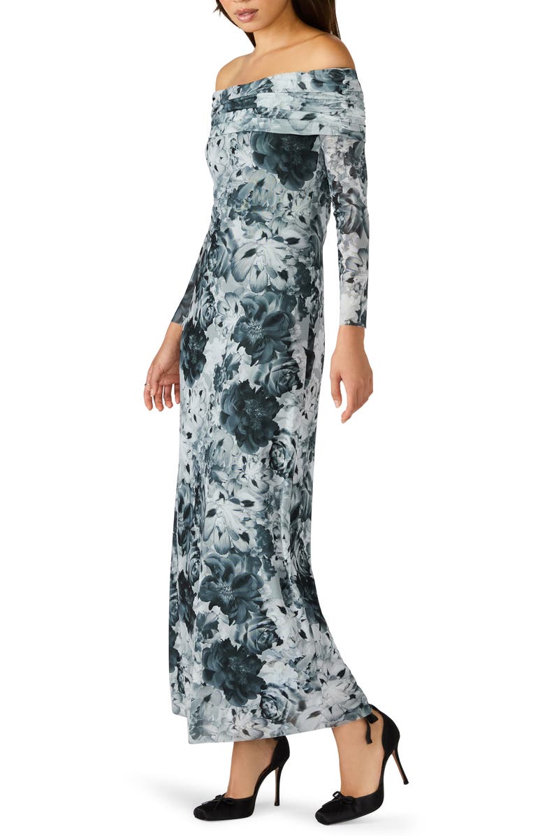 Steve Madden Ashby Floral Off the Shoulder Long Sleeve Maxi Dress, Alternate, color, Floral Glowlight-Grey