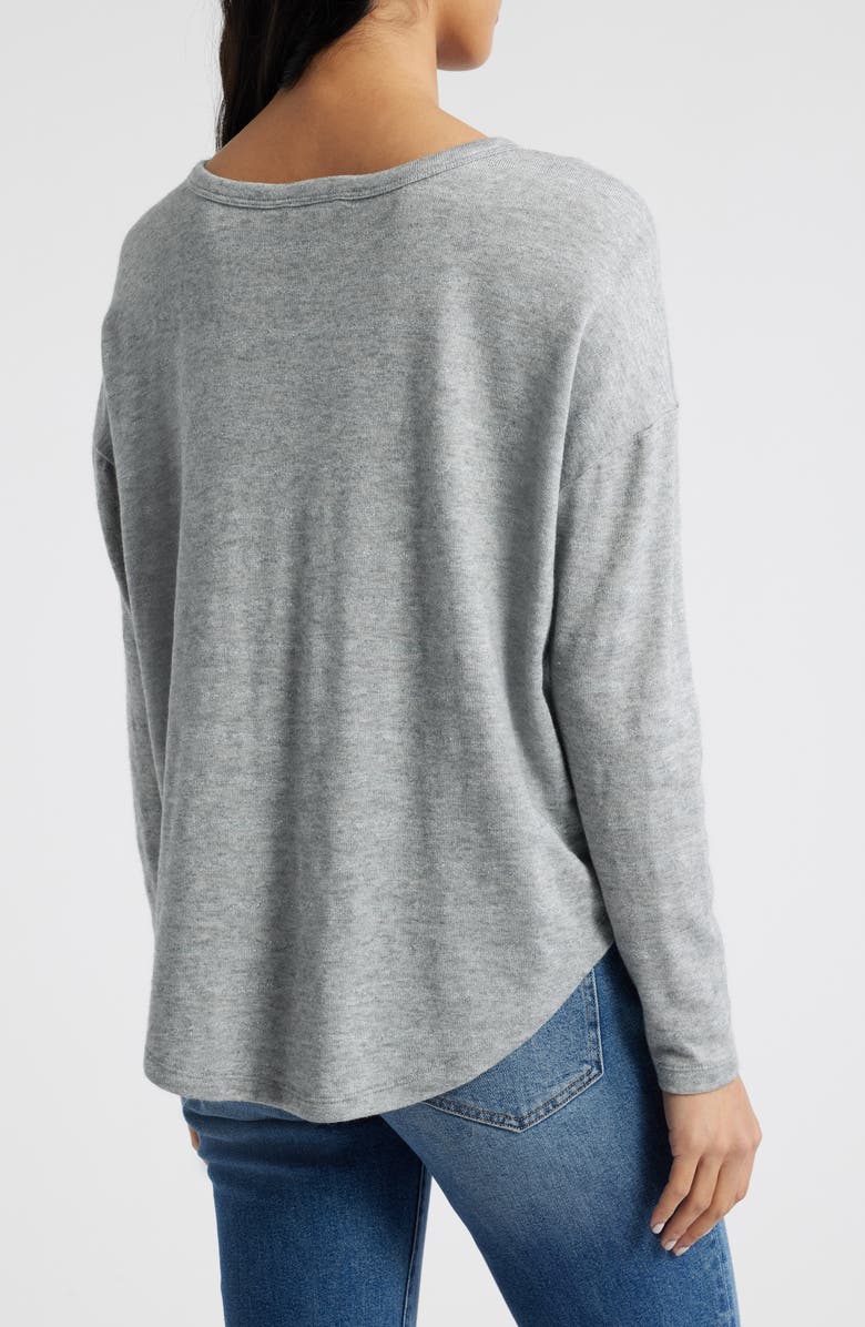 Lucky Brand Metallic Stripe Knit Shirt, Alternate, color, Grey Stripe