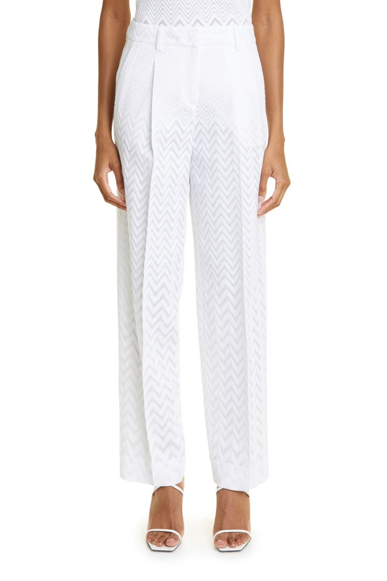 Zigzag Stripe Knit Straight Leg Pants, Main, color, BRILLIANT WHITE