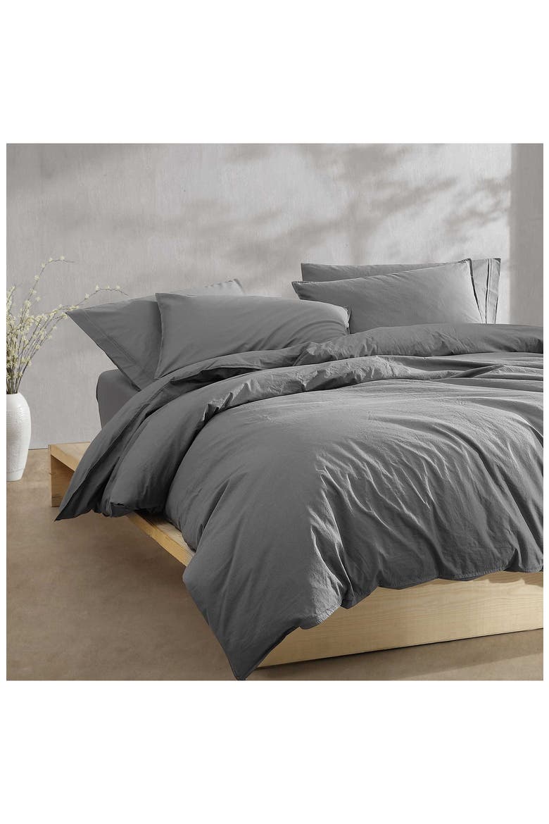 Washed Percale Comforter & Shams Set, Alternate, color, GREY