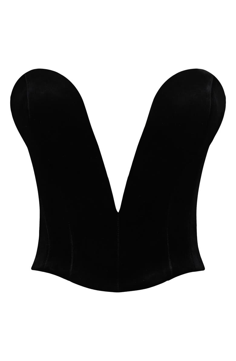 HOUSE OF CB Vienne Plunge Neck Stretch Velvet Corset, Alternate, color, Black