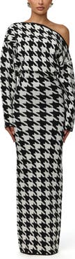 Naked Wardrobe Off the Shoulder Houndstooth Sweater Maxi Dress